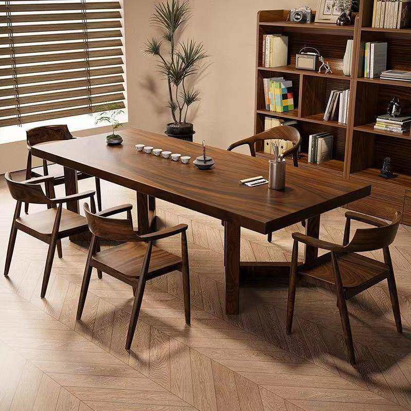 南美胡桃木实木客厅泡茶桌椅原木茶几泡茶长条桌家用工作台学习桌