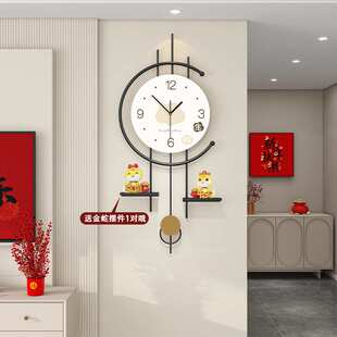 新款金蛇挂钟客厅高级感家用钟表装饰挂墙餐厅创意摆件时钟免打孔
