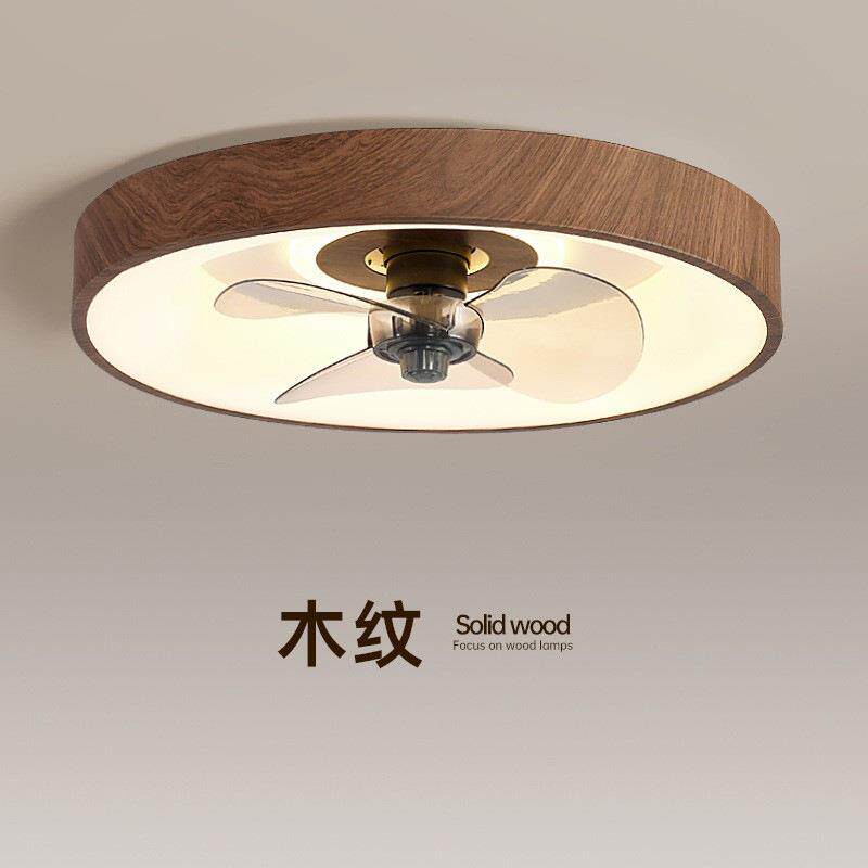 房间led风扇吸顶灯现代简约木纹色卧室客厅餐厅风扇灯静音主卧灯