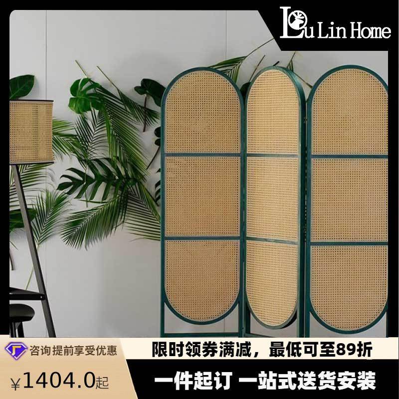 中式屏风藤编隔断客厅折叠移动卧室遮挡家用玄关墙简约现代办公室