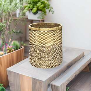 水泥花盆竹编编织家居装饰办公室田园艺术室内绿植落地手工花卉