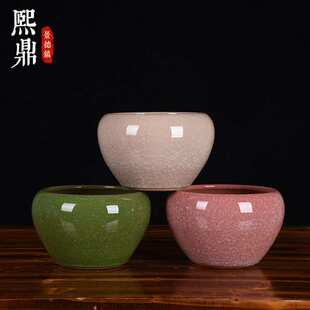 陶瓷鱼盆多肉水培花盆水仙花裂纹釉官窑摆件家居玄关博古架装饰品