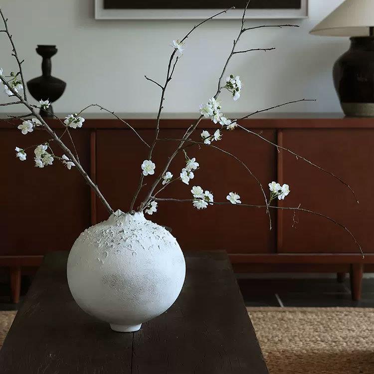 侘寂风简约现代球形花瓶插花度假风酒店民宿家居桌面复古客厅摆件