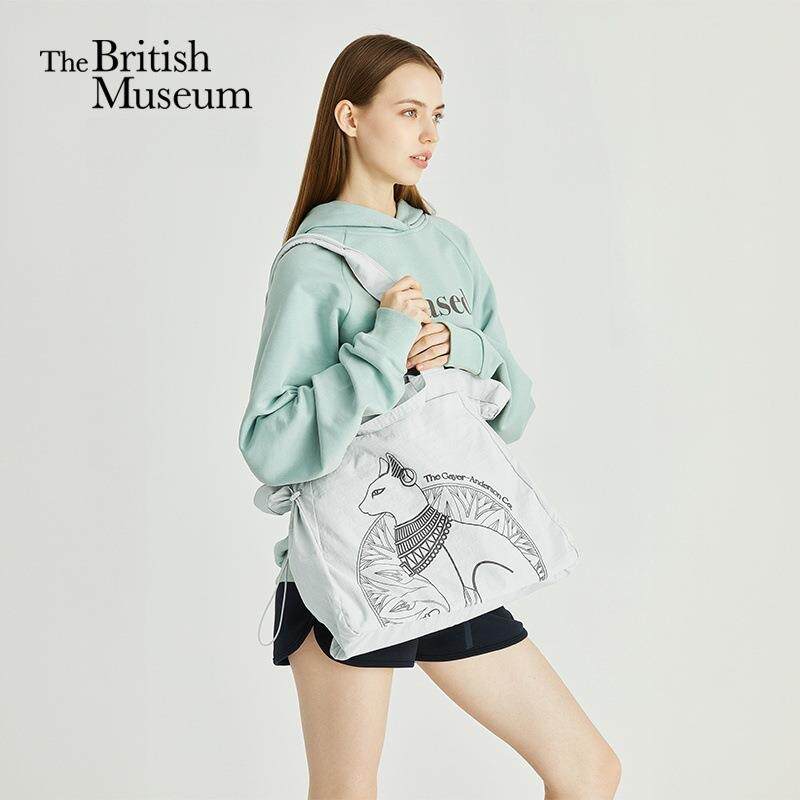 大英博物馆 盖亚·安德森猫系列 轻便大容量瑜伽包单肩包 薄荷绿