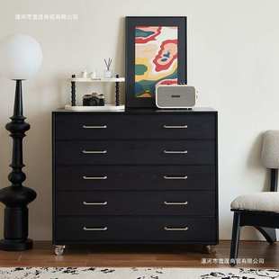 中古五斗柜复古餐边柜沙发边柜实木移动储物柜卧室床尾柜