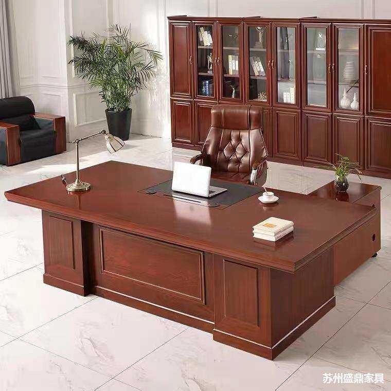 老板桌总裁桌油漆实木皮主管桌大班台经理桌实木贴皮办公桌椅组合