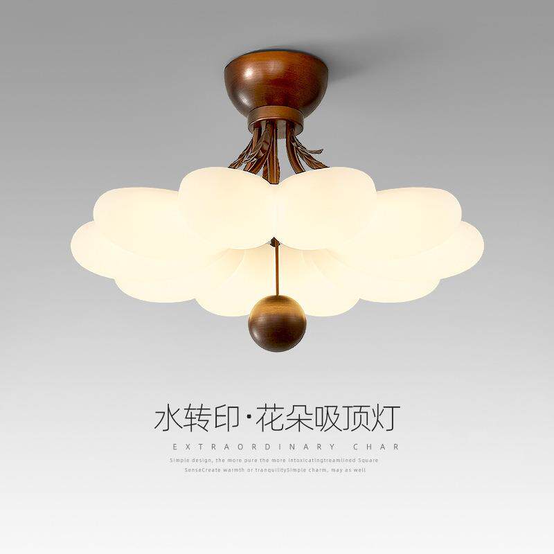 花朵吸顶灯护眼卧室灯中古风设计师创意新款儿童房灯个性艺术灯具