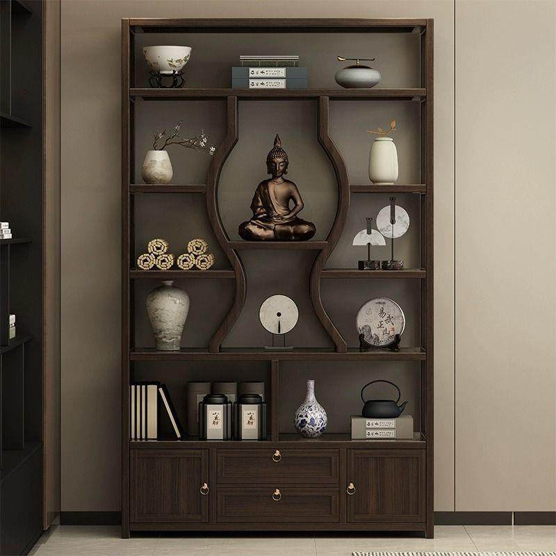 博古架实木新中式茶叶展示柜现代简约茶柜茶室收纳柜摆件置物架子