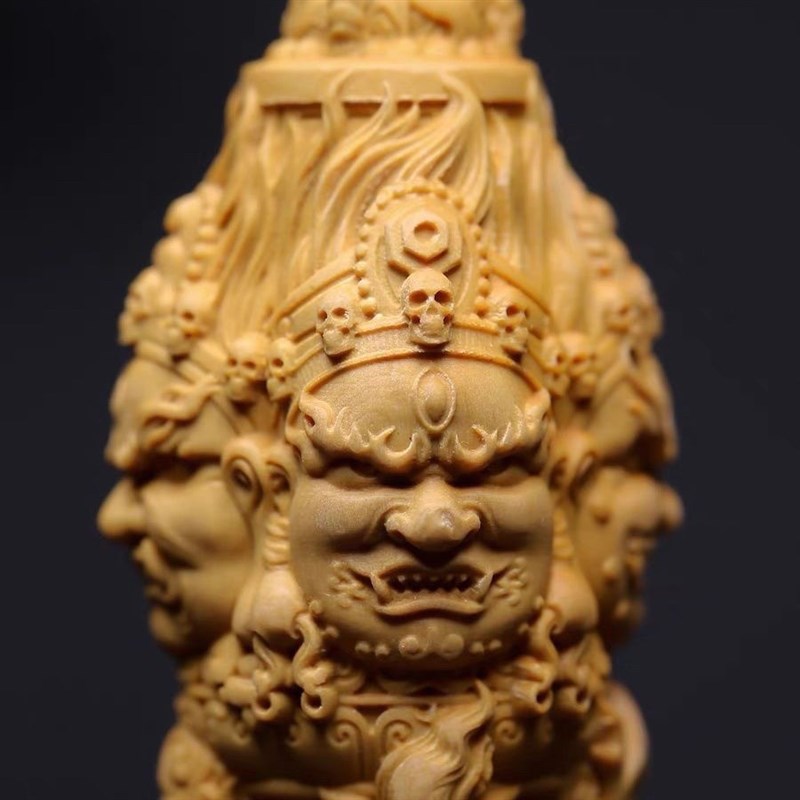 黄杨木金刚杵大黑天胖降魔杵实木木雕手把件文玩工艺品随身挂件