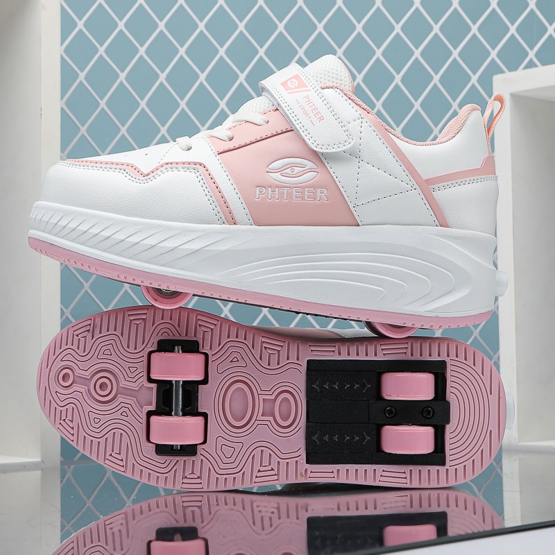 女童暴走鞋夏季儿童四轮滑行代步溜冰鞋中大童隐形运动轮滑鞋学生