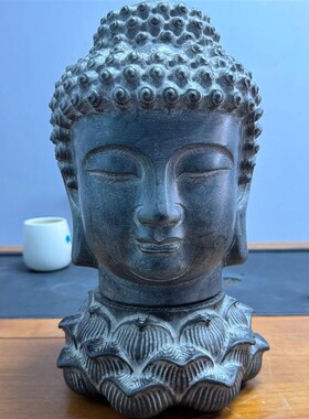 山西青石桌面三层莲花底座(21厘米)