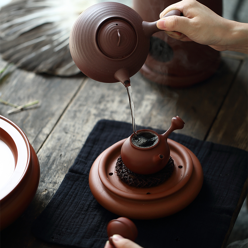 潮州手拉壶章思林纯手工功夫茶具朱泥侧把泡茶壶冲罐茶壶家用冲茶