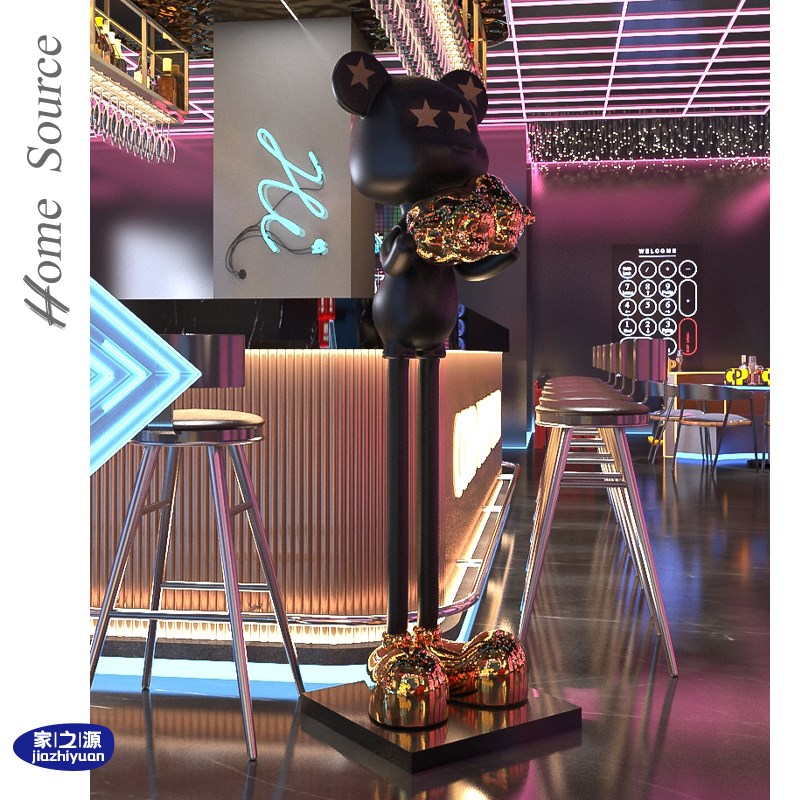 家之源电镀艺术雕塑潮玩落地摆件酒店会所装饰样板房客厅电视柜旁