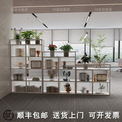 办公室玻璃隔断柜双面餐厅围栏矮柜半墙酒店走廊过道置物架屏风
