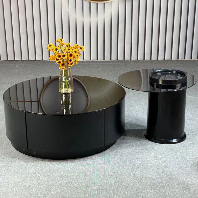 小户型钢化玻璃台面茶几组合家用客厅茶几边几售楼处接待室茶几