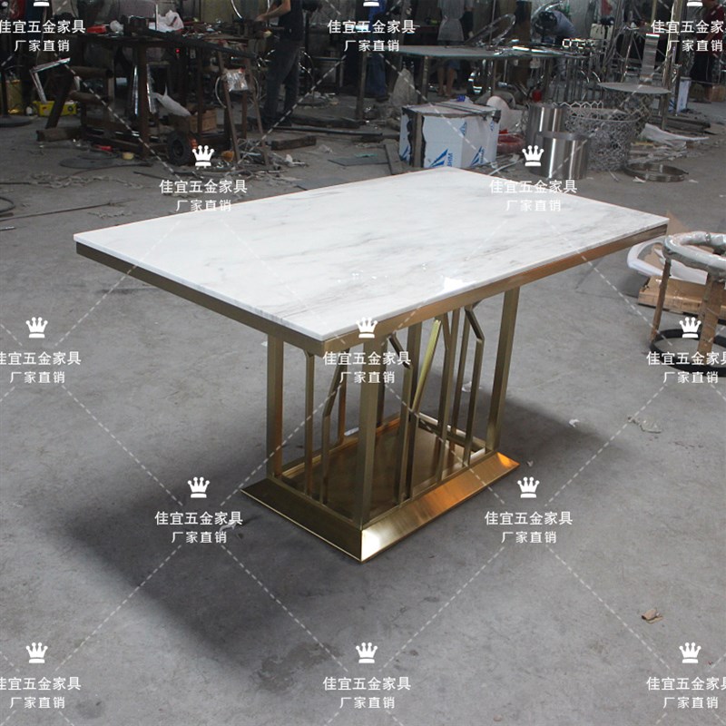 家用吃饭桌样板间餐桌椅子组合小户型大理石现代简约轻奢风桌子