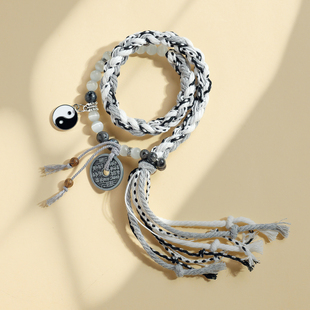 太极山鬼花钱手绳男李火旺手链女手作小众设计双生手串编织情侣款