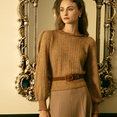 花边圆领镂空针织衫 疏时 秋栎映晖
