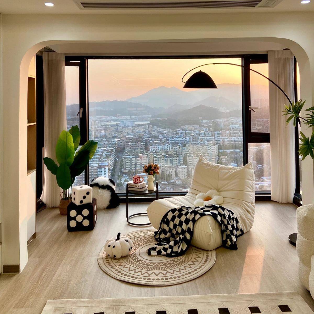 毛毛虫懒人沙发奶油风家用休闲客厅阳台放地上的懒人沙发可躺可睡