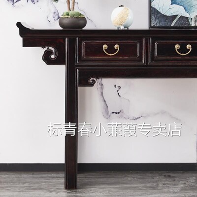新中式做旧玄关翘头条案全实木仿古玄关门厅边几条几储物供桌隔断