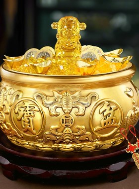 聚宝盆摆件招财聚财纯铜家用存钱罐客厅店铺开业礼品八方来财生财