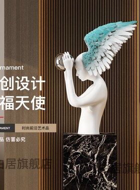 现代艺术雕塑摆件祝福天使售楼处酒店客厅会所落地人物创意装饰品