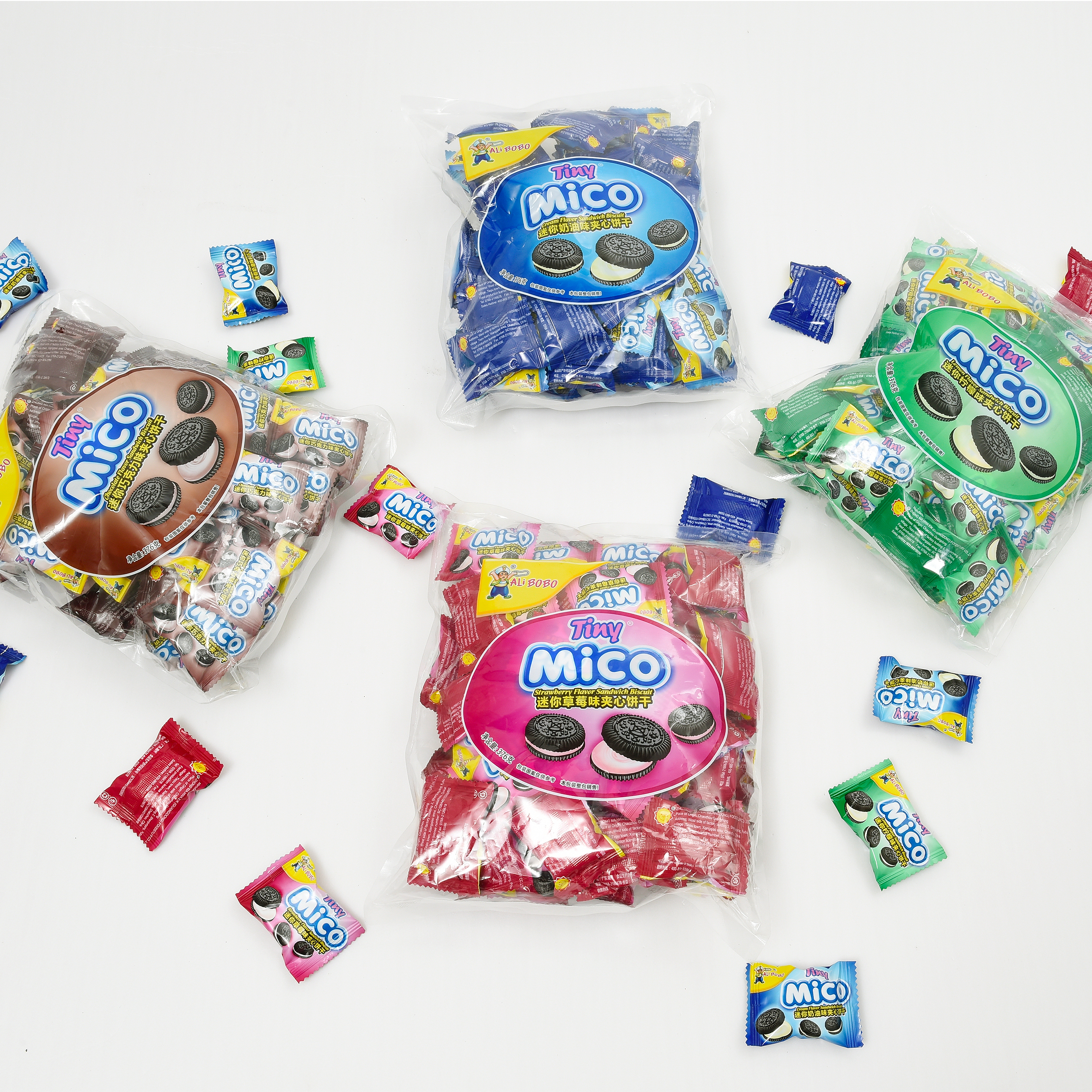 ALIBOBO迷你奥夹心饼干独立装休闲奶油味mico小黑饼零食下午茶点