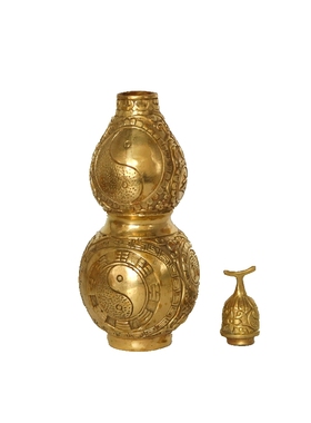 纯铜开口八卦葫芦摆件家庭装饰镇宅招财家居室内开盖胡芦风水摆设