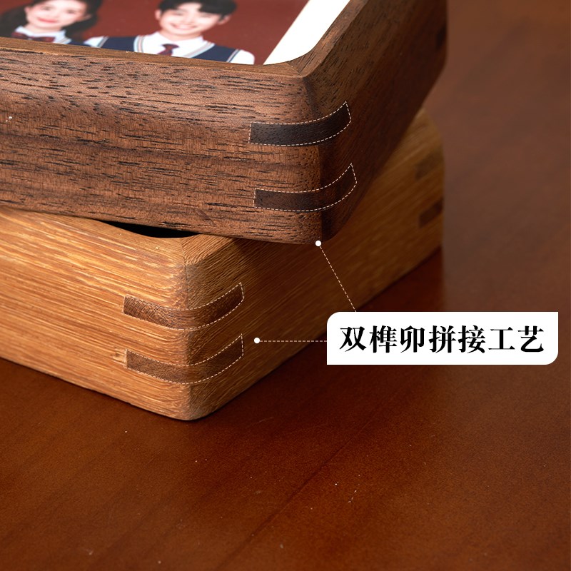 结婚登记洗照片做成2寸迷你实木相框摆台diy打印纪念情侣照拍立得