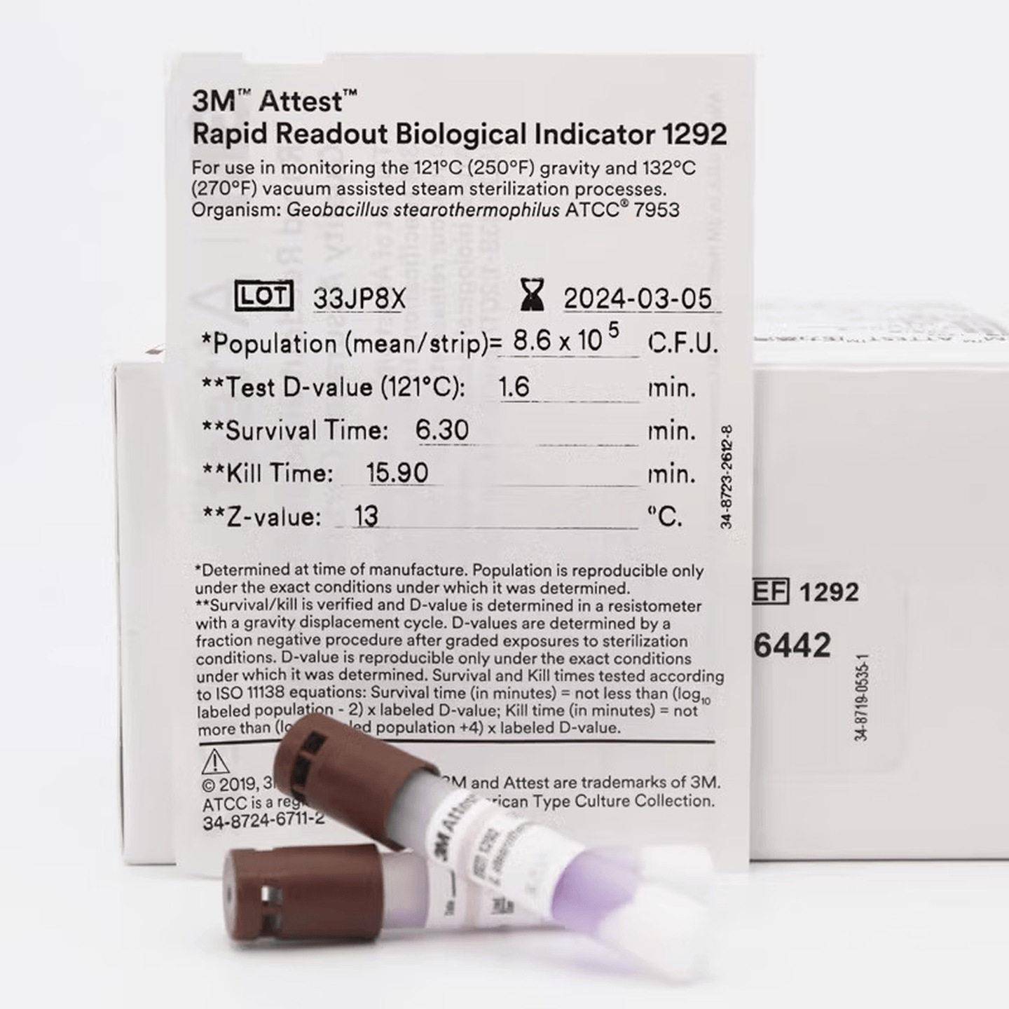 3M力OWQ蒸汽灭菌管生物快速培养指示剂灭支菌效压果监测试 50 装