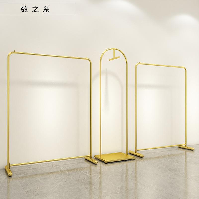 简约金色落地式服装展示架粗管衣架女装童装挂衣服陈列货架