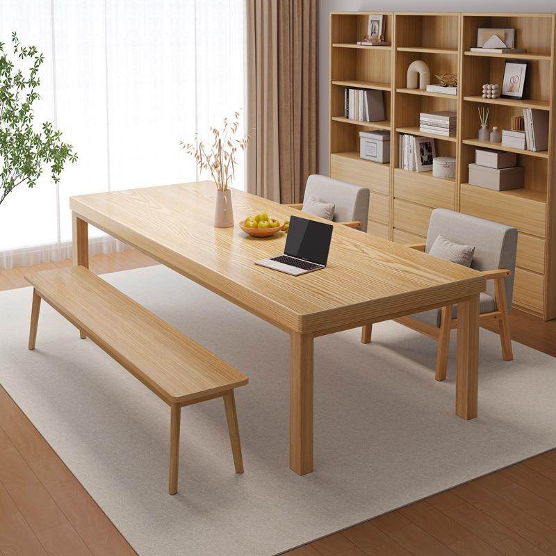 客厅大长书桌实木腿新中式电脑桌办公桌子工作台学习桌家用长条桌