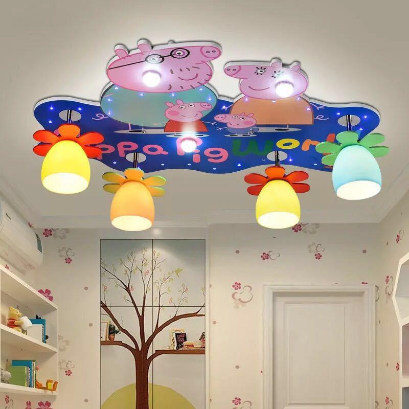 卡通木质小猪吸顶灯云朵灯LED护眼卡通儿童卧室灯书房灯男女幼儿