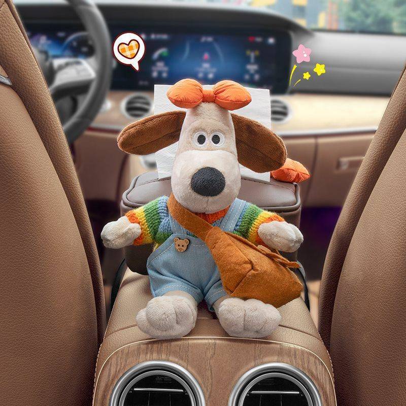 新款汽车箱纸巾盒公仔掌门狗车载纸抽盒用抽纸盒毛绒玩偶一件包邮