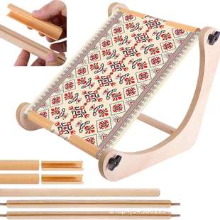 现货木制刺绣架家用可调节支架绣品展示架十字绣卷轴框架针点支架