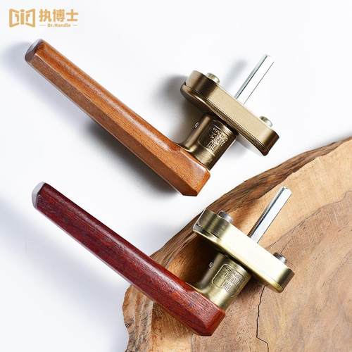 门把手轻奢新中式木纹门锁室内卧室静音锁实木磁吸高端胡桃木门锁