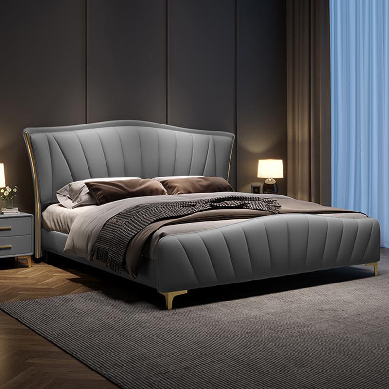 意式极简真皮床高端大气双人软包床婚床现代简约主卧2米x2米2大床