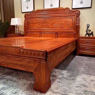 金花梨木床全卯榫结构中式主卧1.8婚床双人床仿古雕花1.5中式大床