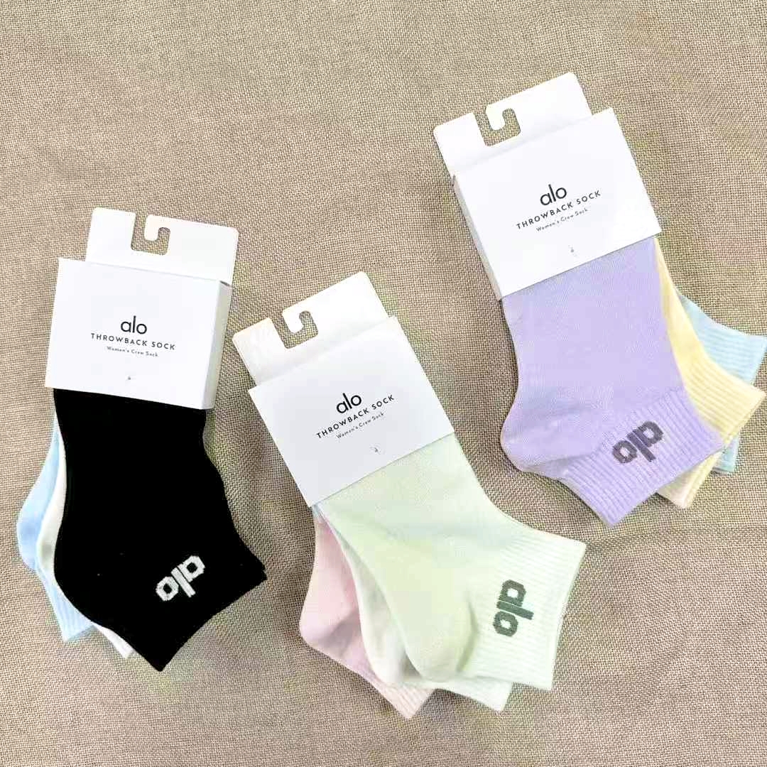 alo袜子新款潮袜低帮时尚百搭运动袜四季款马卡龙健身瑜伽休闲袜