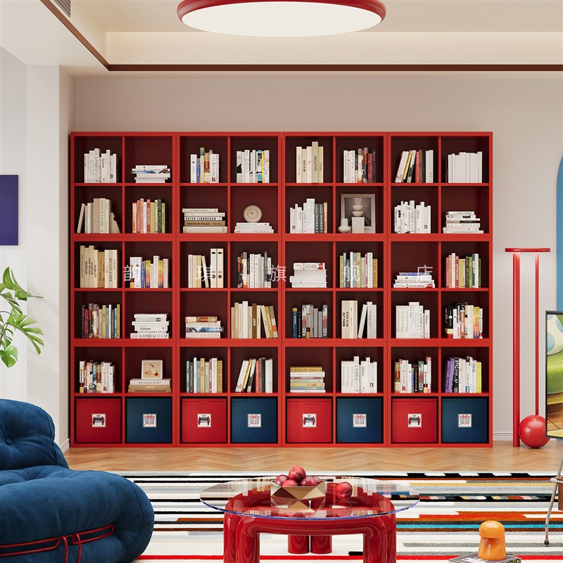 自由组合模块柜格子柜铁艺小户型客厅靠墙书柜书房落地书架储物柜