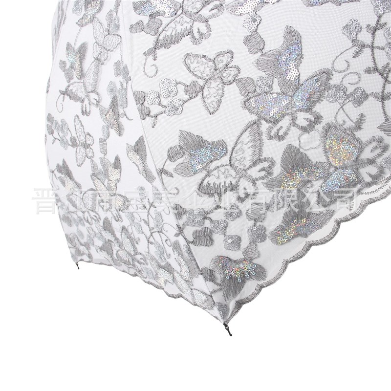 欧若拉新款双层蕾丝伞绣花伞2510#防紫外线二折礼品伞 遮阳伞