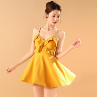 花房姑娘简约高级感纯欲风连体泳衣女小胸聚拢长袖 两件套度假 罩衫