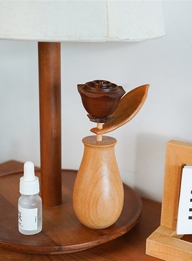 一朵玫瑰花/创木工坊实木创意花朵扩香木摆件乔迁情人节礼物