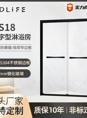 不锈钢淋浴房一字型淋浴间隔断酒店干湿分离卫生间轻奢风格