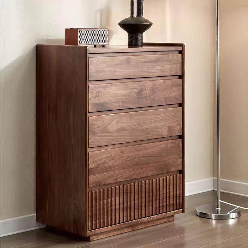 北欧黑胡桃木五斗柜现代简约实木卧室收纳柜客厅抽屉式储物家具