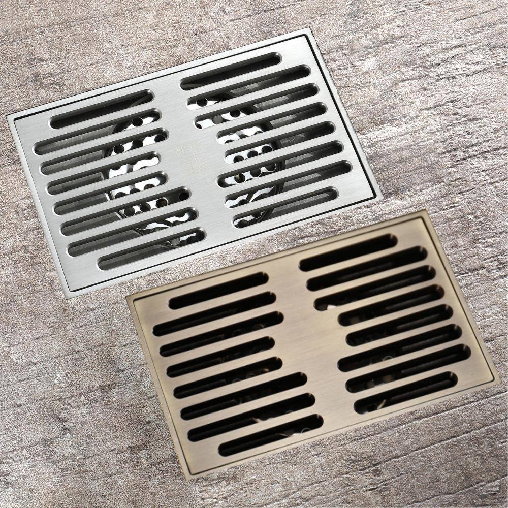 HIDEEP地漏浴室防虫防臭大流量长方形仿古青古铜地漏