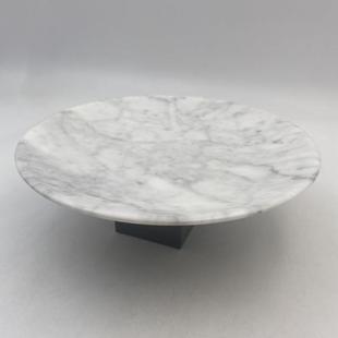 新款大理石餐盘卡拉拉白圆弧盘石材家用盘子石制菜盘餐盘碟子餐具