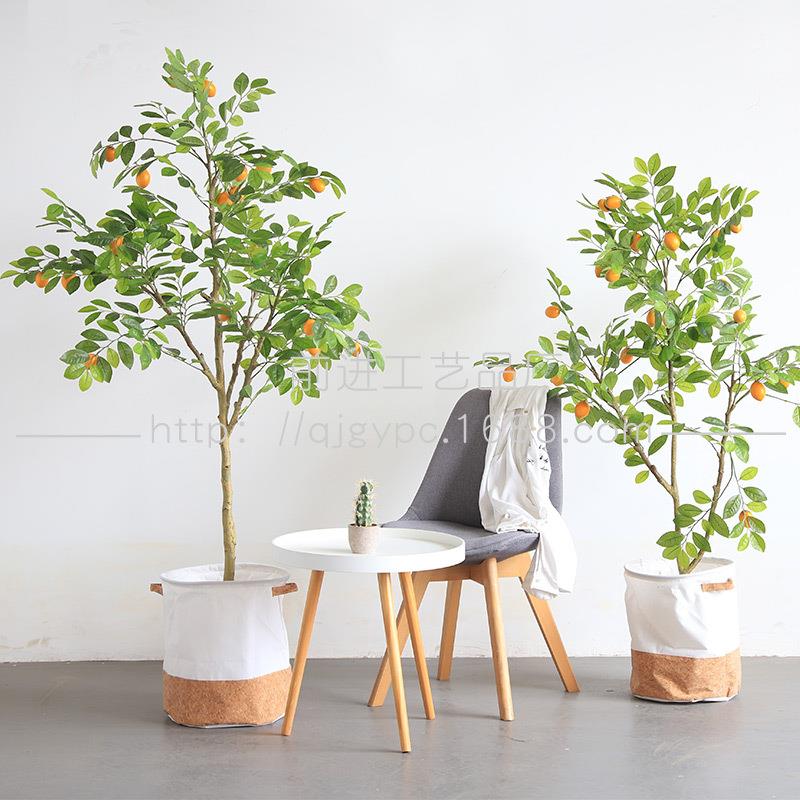 仿真绿植柠檬树盆栽室内装饰假树人造植物客厅落地假树