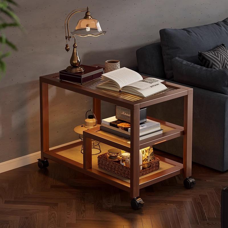 边几移动茶几小桌子客厅沙发侧边柜边桌卧室床头桌带轮推车置物架
