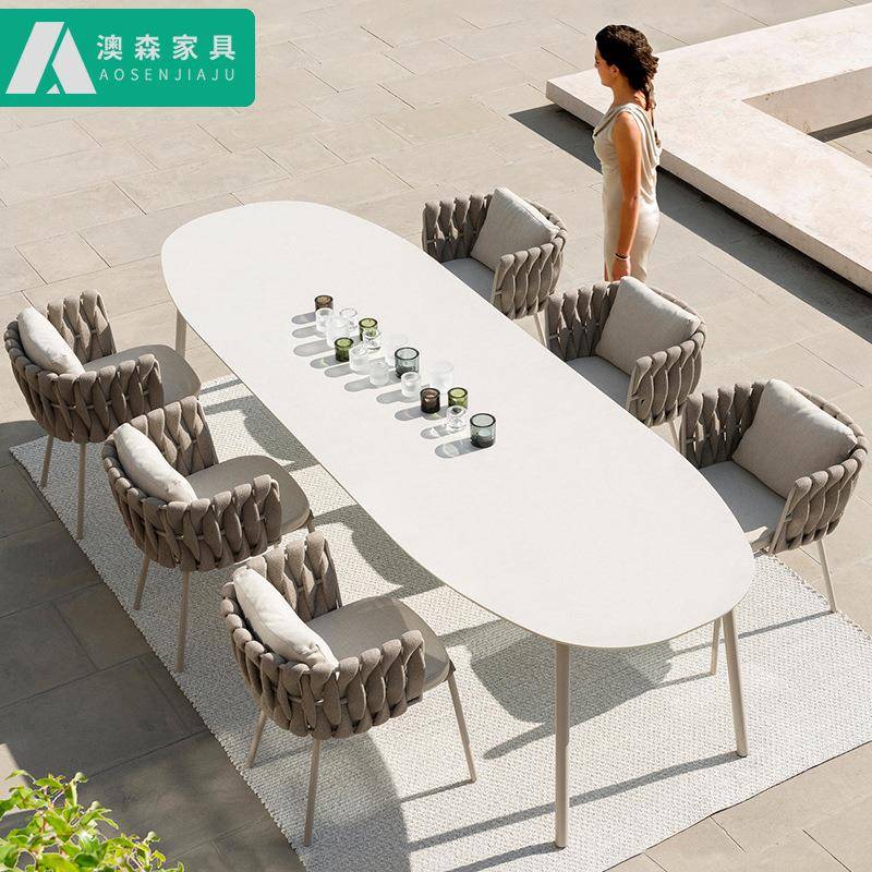 户外庭院桌椅组合阳台休闲藤椅露天花园室外防腐木阳光房桌椅家具